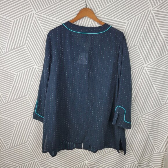 NEW Maggie Barnes Button up Top Plus 1X 18/20W Black Teal Alt Grunge Pinup - Picture 5 of 7